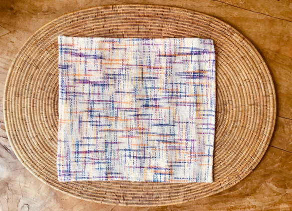 手織り布で正方形ぽい敷物作りました☆ 2枚目の画像