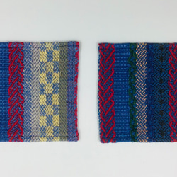 手織り布で作ったコースター 2枚組 (H-co-30-A) 1枚目の画像