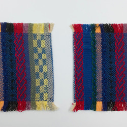 手織り布で作ったふさふさコースター 2枚組(H-CＯｰ16) 3枚目の画像