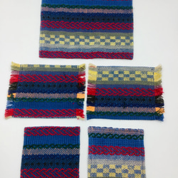 手織り布で作ったふさふさコースター 2枚組(H-CＯｰ16) 9枚目の画像