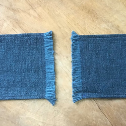 手織り布で作ったふさふさコースター 2枚組(H-ＣＯ-24) 2枚目の画像