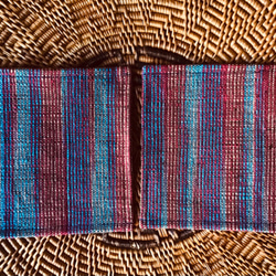 手織り布で作ったコースター 2枚組 (H-co-35-A) 4枚目の画像