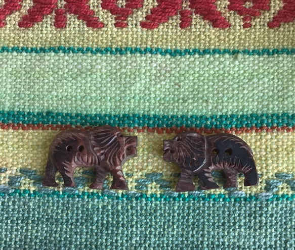 すたすたライオン小（バッファローボーン染め 赤茶 2個セット） 4枚目の画像