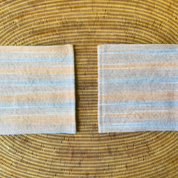 手織り布で作ったコースター 2枚組 (H-co-1-A) 2枚目の画像