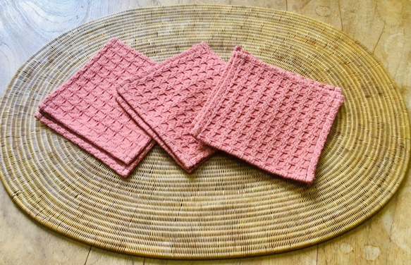 ぽこぽこ布で作ったコースター ピンク 2枚組 (H-co-5-A) コースター