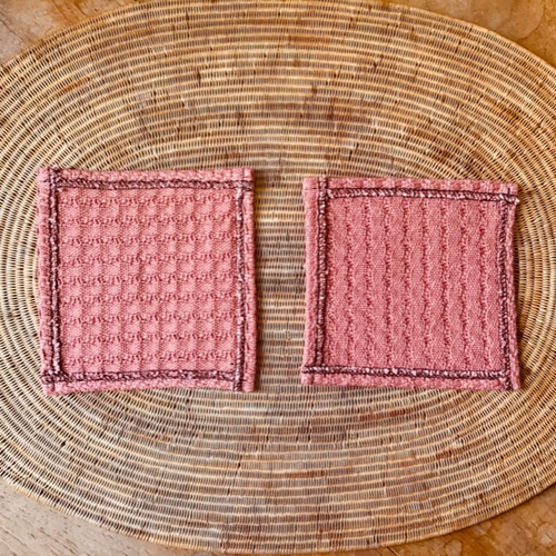 ぽこぽこ布で作ったコースター ピンク 2枚組 (H-co-5-A) コースター