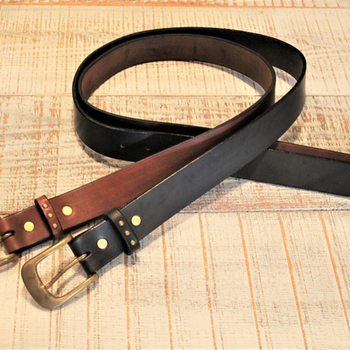 スタッズループベルト /ブラック / ブラウン / レザー / 本革