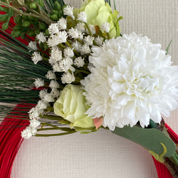 『Creema限定』【送料無料】白い花のお正月お飾り　水引　A-144 3枚目の画像