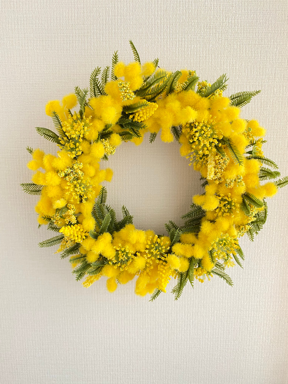 パンママ♡ミモザ♡フラワーリース リース ＜ Floral Happiness