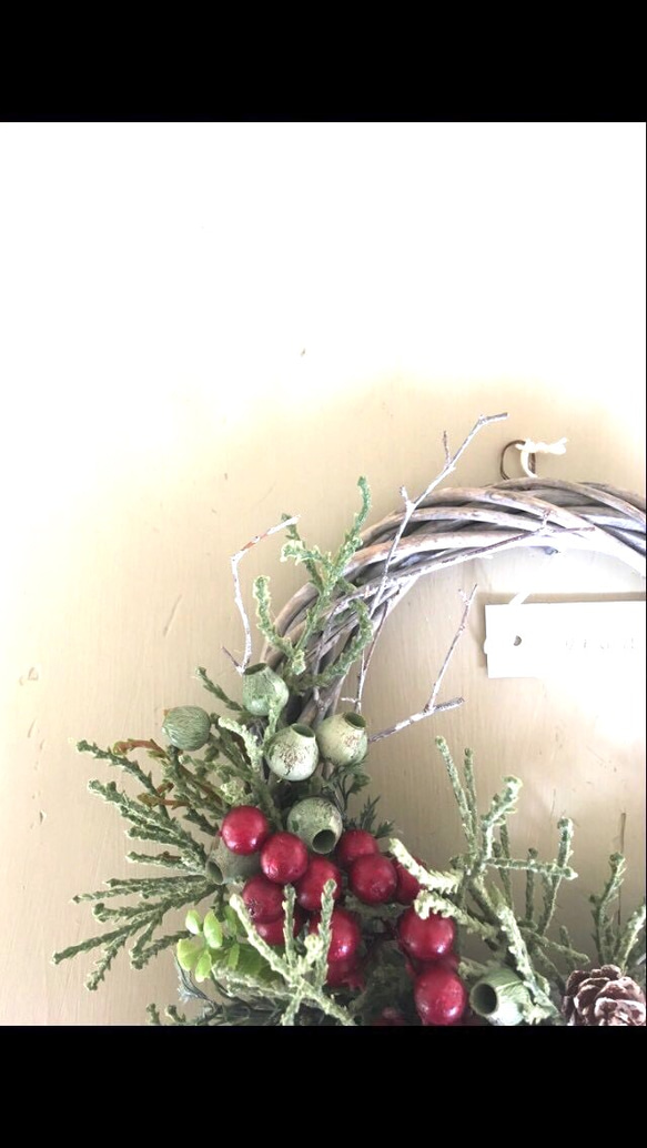 【送料無料 Creema限定】赤い実のクリスマスリース  A-２ 4枚目の画像