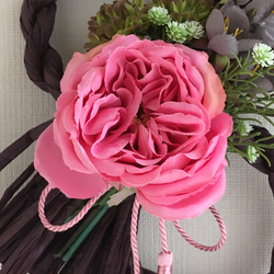 『Creema限定』【送料無料】ピンク色の花のお正月飾り　8の字　紫　A-64 3枚目の画像
