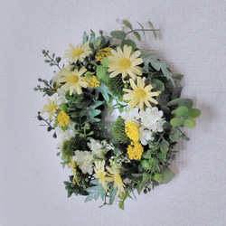 『Creema 限定』【送料無料】マーガレットと野の花のリース　M-15 5枚目の画像