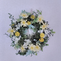 『Creema 限定』【送料無料】マーガレットと野の花のリース　M-15 6枚目の画像