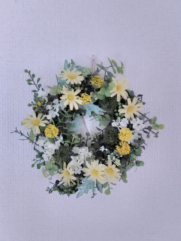 『Creema 限定』【送料無料】マーガレットと野の花のリース　M-15 6枚目の画像
