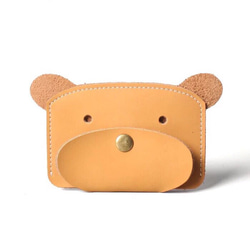 【3色 牛革】可愛い熊さん レザー カードケース 送料無料 1枚目の画像