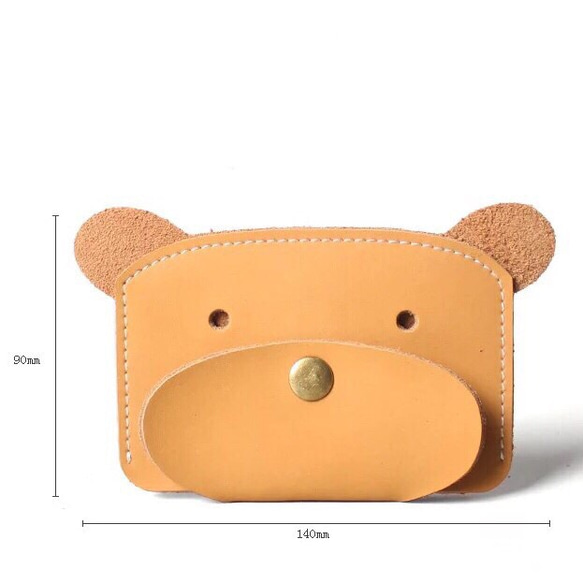 【3色 牛革】可愛い熊さん レザー カードケース 送料無料 5枚目の画像
