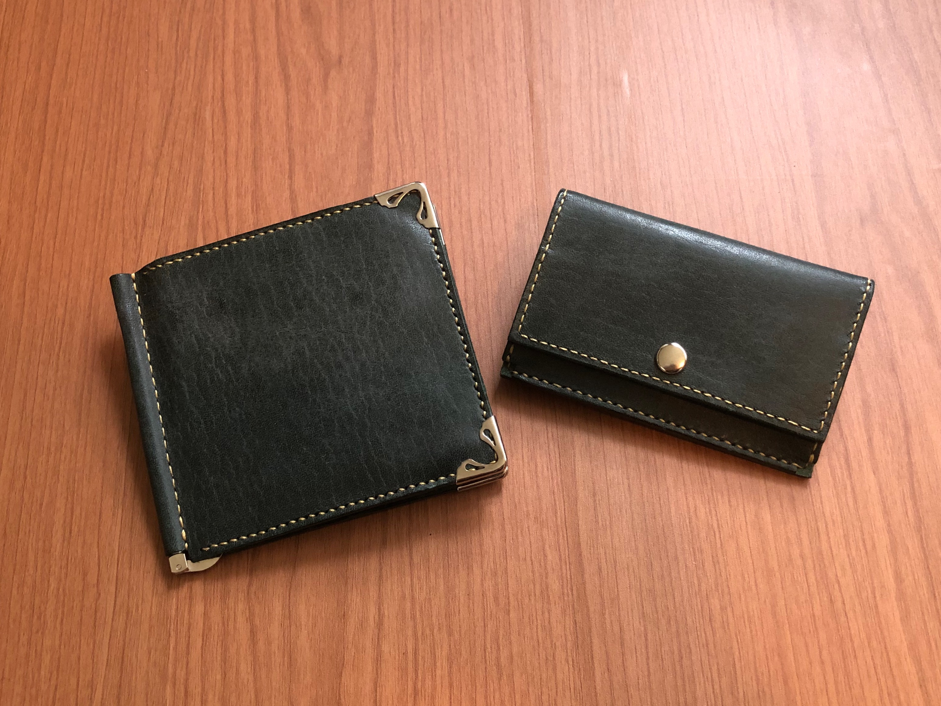 【国産本革】マネークリップ財布　薄型コインケース　セット