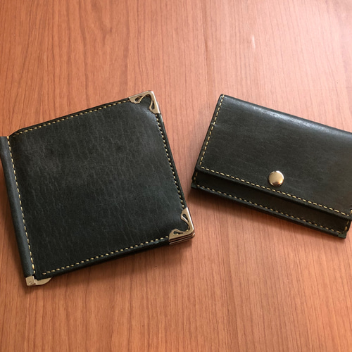 国産本革】マネークリップ財布 薄型コインケース セット