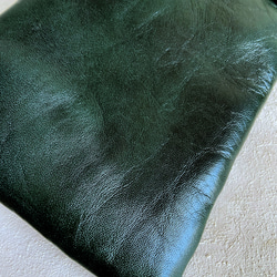 【2カラー】スマホ ポシェット 本革 ペイズリー柄 深緑 4枚目の画像