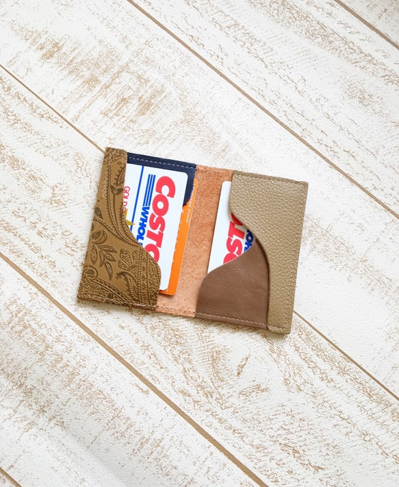 【ウィンターバーゲン】ブラウン＆ネイビー 革小物 ３点セット L字財布  カードケース ペンケース 3枚目の画像