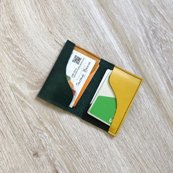 使い込むごとに色艶 カードケース 本革 プルアップレザー クロムグリーン 名刺入れ パスケース 2枚目の画像