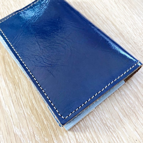上品な革小物 カードケース 牛革 ロイヤル ブルー 名刺入れ パスケース  
