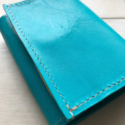 三折錢包Petit Leather皮革綠松石藍色“再次上架” 第3張的照片