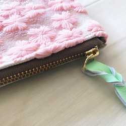 櫻花盛開的L形錢包卡夾櫻花薄紗和帆布 第5張的照片