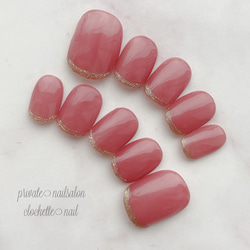 大人の上品ネイルチップ/シースルーダスティローズカラー/シンプル