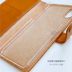 全機種対応 スマホケース 手帳型【 刺繡 サークル 】本革 シンプル ブラック ナチュラル A017A 4枚目の画像