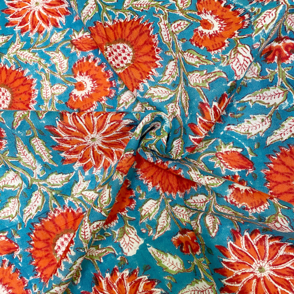 長尺OK・商用可・送料込/1m～】インド産ハンドブロックプリント生地