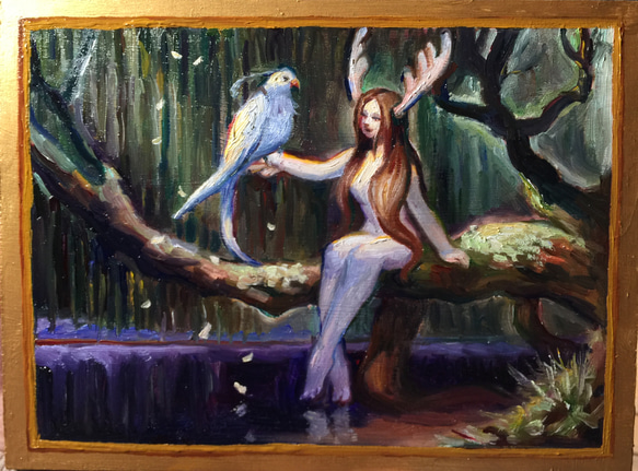 forest princess 油絵　手描き　原画　 1枚目の画像