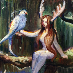 forest princess 油絵　手描き　原画　 2枚目の画像