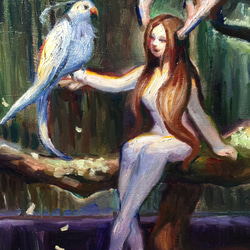 forest princess 油絵　手描き　原画　 3枚目の画像