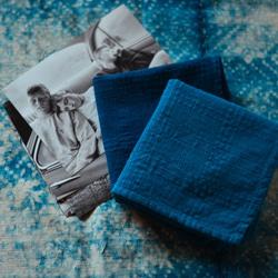 两种蓝 中藍/深藍 天然植物藍染 純棉素面暗格紋手帕方巾 生日情人節交換禮物 送男女朋友「NAMSAN INDIGO」 第1張的照片