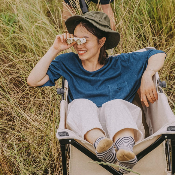 靛藍/咖色 生而自由|漢麻有機棉 工裝男友風短袖夏日寬鬆T恤上衣 Namsan Indigo草木染 第2張的照片