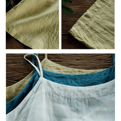 靛藍色 | 4色100%亞麻簡約內搭V領吊帶洋裝 天然植物染極簡連身裙 Namsan Indigo草木染 第9張的照片