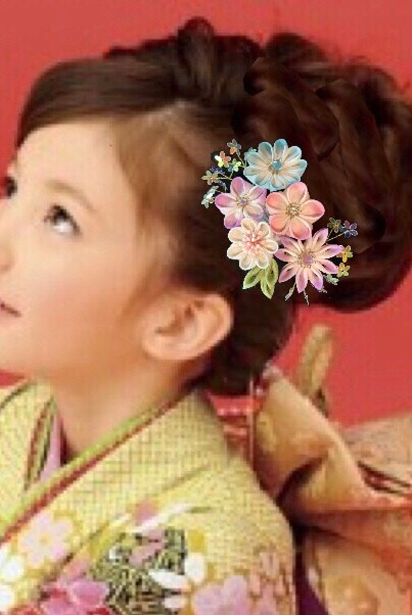 お姫様みたい！七五三 つまみかんざし 髪飾り つまみ細工