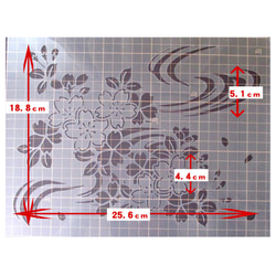 和柄イラスト　桜と流水 さくら4番　ステンシルシート　型紙 図案　NO554 2枚目の画像