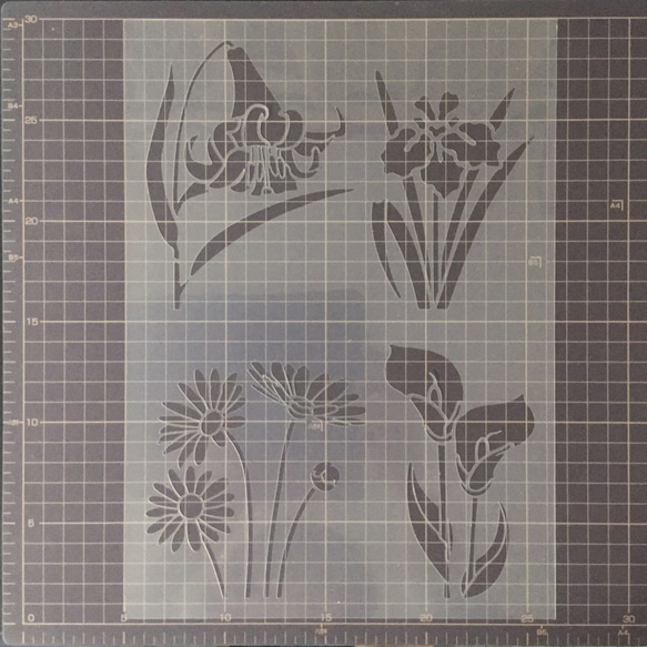花イラスト集　百合　菖蒲　デイジー　カラー フラワーセット2　ステンシルシート　型紙 図案　NO532 4枚目の画像