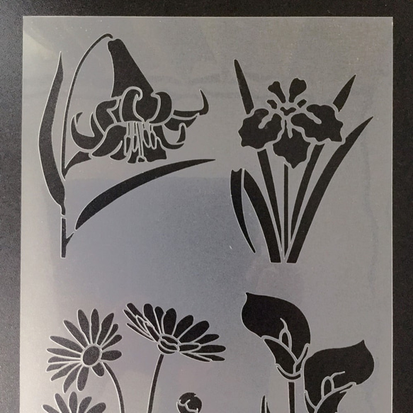 花イラスト集　百合　菖蒲　デイジー　カラー フラワーセット2　ステンシルシート　型紙 図案　NO532 5枚目の画像