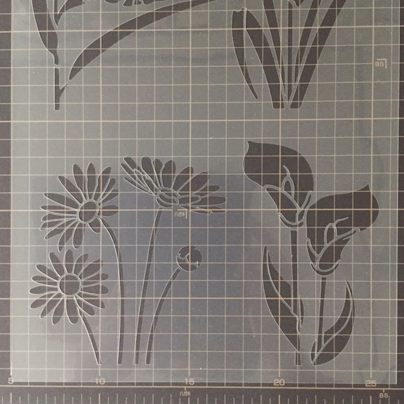 花イラスト集　百合　菖蒲　デイジー　カラー フラワーセット2　ステンシルシート　型紙 図案　NO532 8枚目の画像