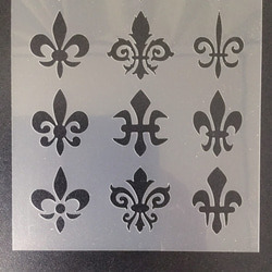 地紋9番　百合の紋章　12種類　ステンシルシート　型紙 図案　NO209 4枚目の画像