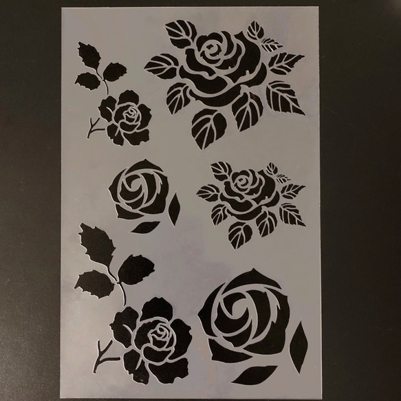 薔薇のイラスト集　バラ2番　ステンシルシート　型紙 図案　NO502 2枚目の画像