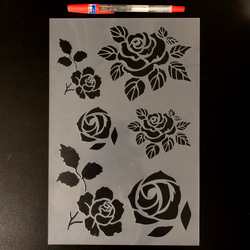 薔薇のイラスト集　バラ2番　ステンシルシート　型紙 図案　NO502 6枚目の画像