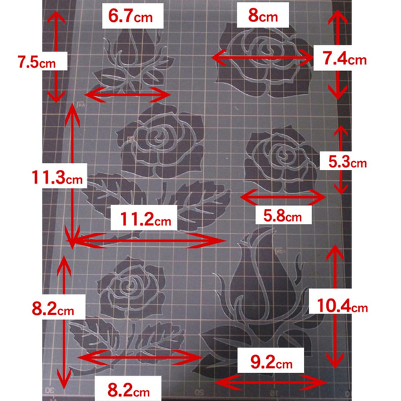 薔薇のイラスト集　バラ3番　ステンシルシート　型紙 図案　NO503 2枚目の画像