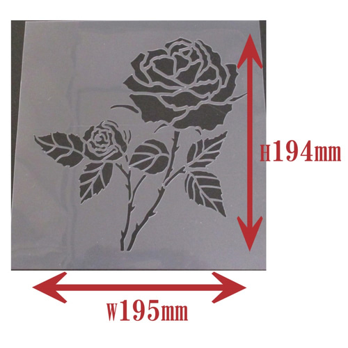 薔薇の花 バラ4番 ステンシルシート 型紙 図案 NO504 その他素材 moji