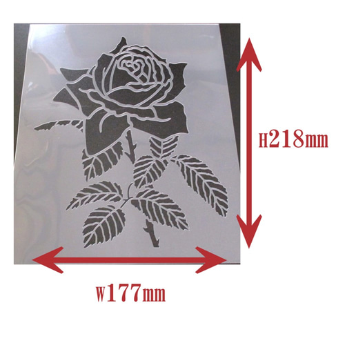 薔薇の花 バラ5番 ステンシルシート 型紙 図案 NO505 その他素材 moji