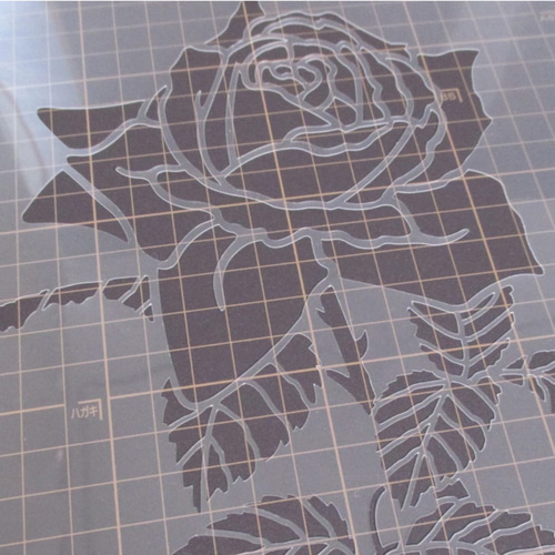 薔薇の花 バラ5番 ステンシルシート 型紙 図案 NO505 その他素材 moji