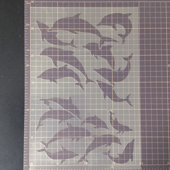 イルカの群れ　イラスト　ステンシルシート　型紙 図案　NO310 4枚目の画像